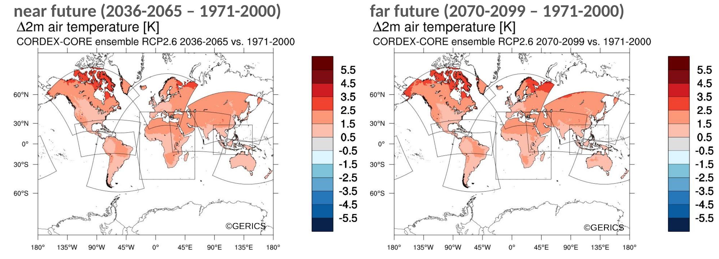 Mean annual temperature climate change signal at RCP2.6